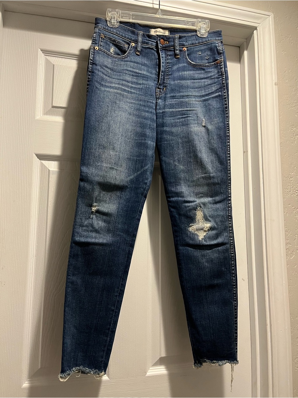Madewell Distressed Dark Blue Skinny Jeans